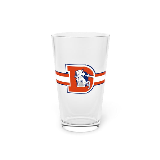 Denver Broncos hand-drawn pint glass NFL bronco horse logo 16oz fan
