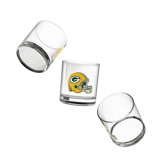 Hand-Drawn Green Bay Packers Helmet Rocks Glass - Unique Football Fan Gift - Rocks Glass, 10oz