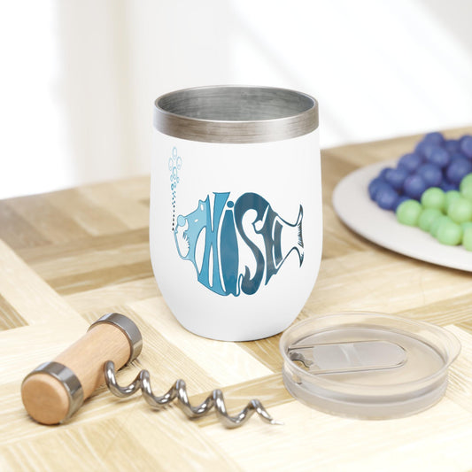 Phish-Inspired Wine Tumbler - Hand-Drawn Phish Design in Blues Chill Wine Tumbler