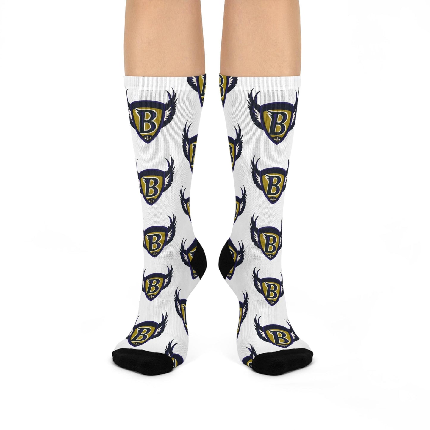 Retro Baltimore Ravens Socks - Hand-Drawn Fan Art Design Cushioned Crew Socks