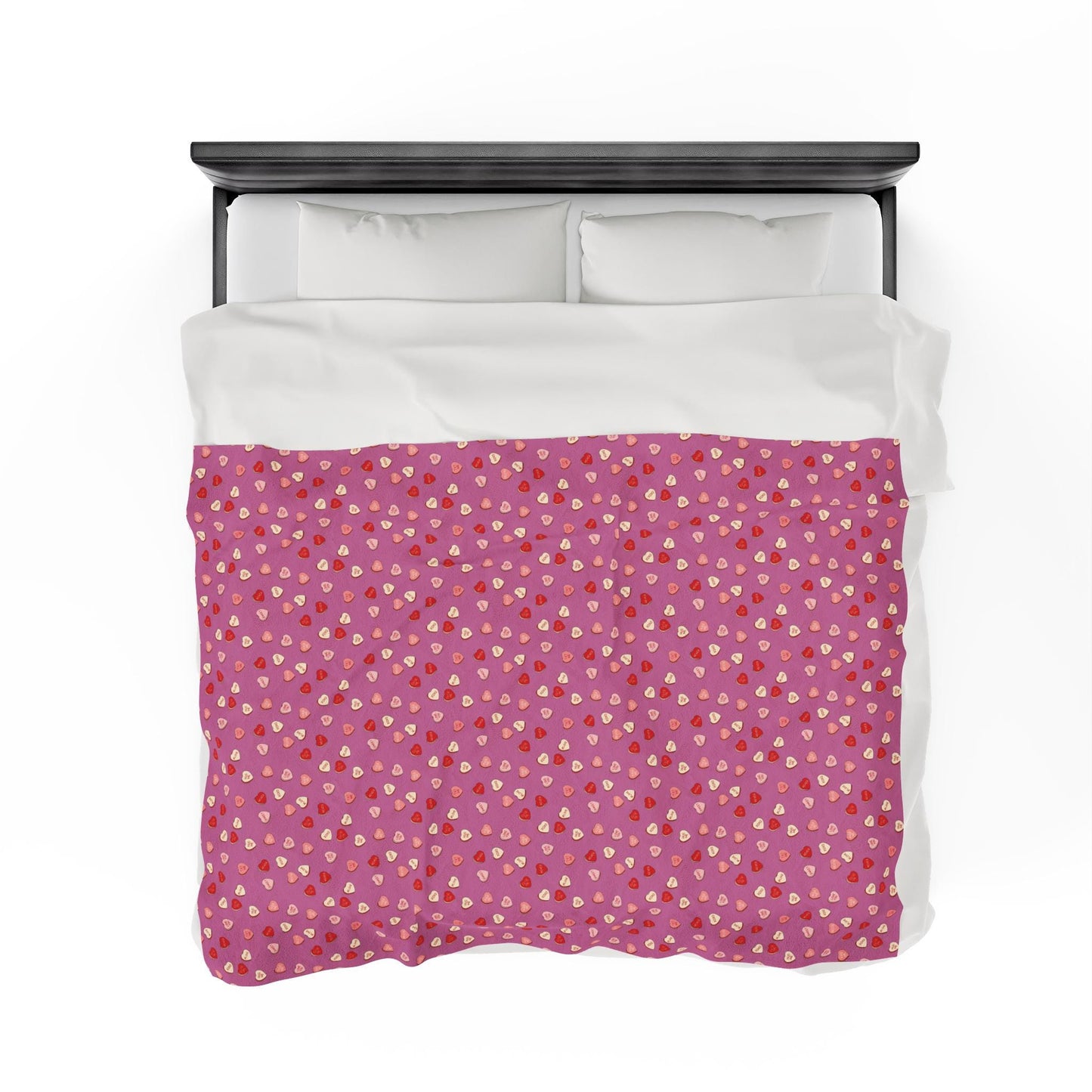 Valentine’s Day conversation hearts blanket original romantic design 50x60 or 60x80 cozy throw