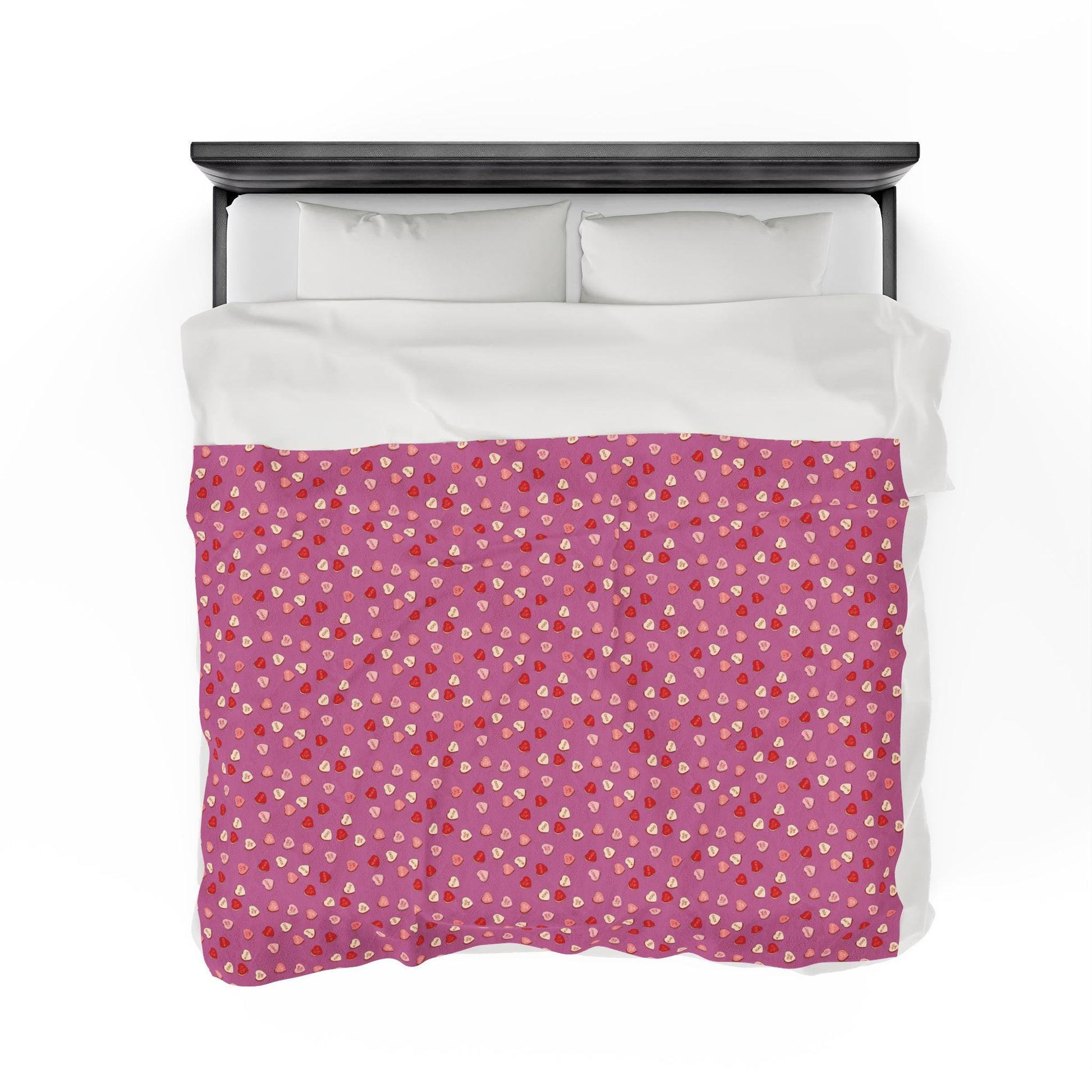 Valentine’s Day conversation hearts blanket original romantic design 50x60 or 60x80 cozy throw