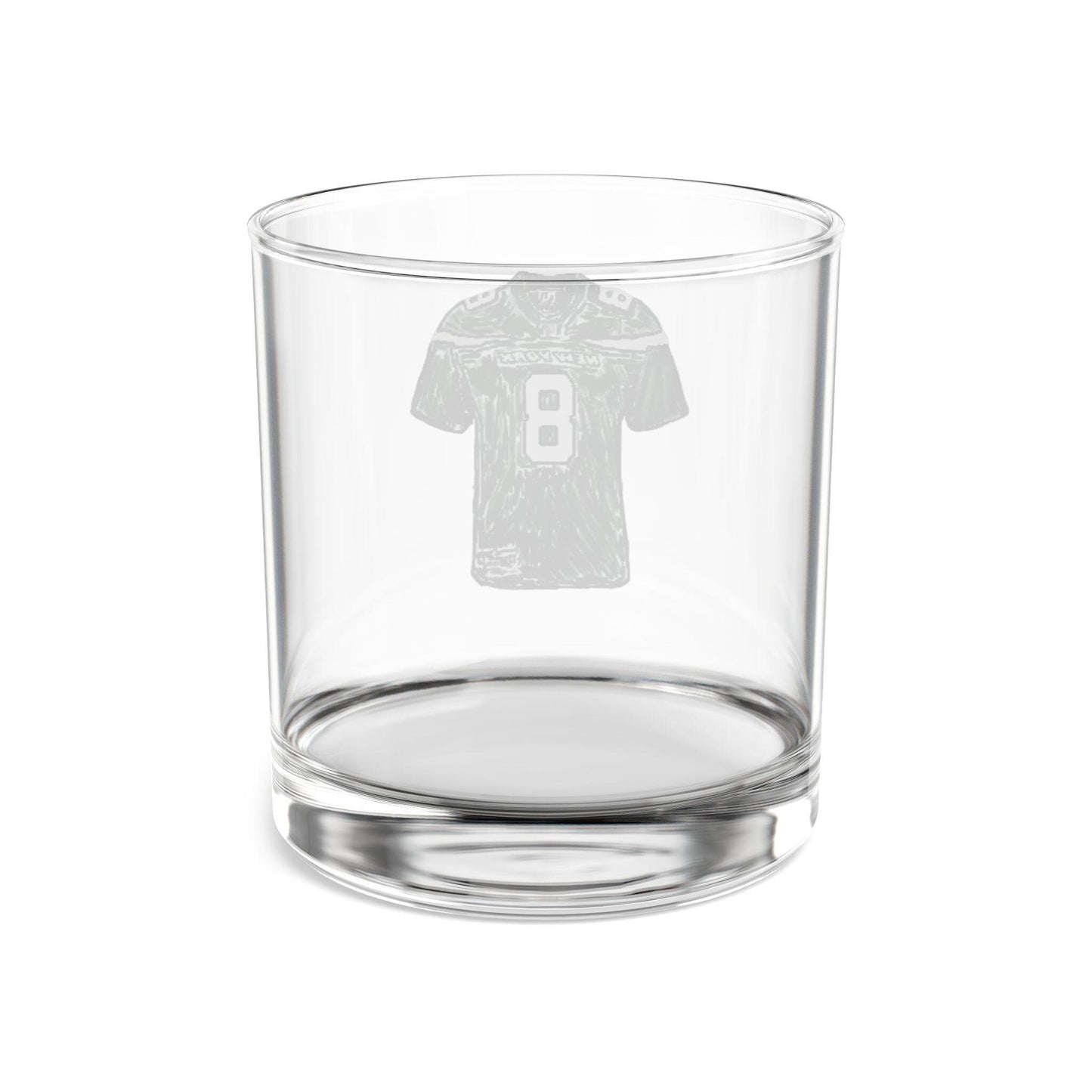 Hand-Drawn Jets-Inspired #8 Rodgers Jersey Rocks Glass - Unique Football Gift Rocks Glass, 10oz