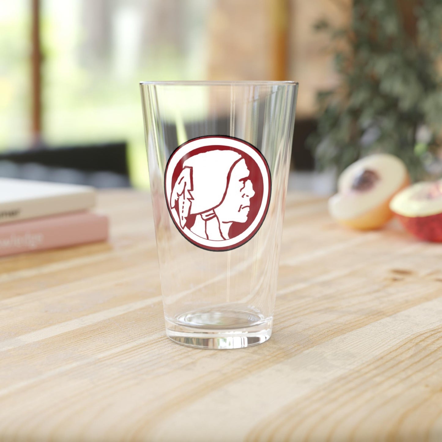 Hand-Drawn Retro Washington Football Pint Glass - Vintage-Inspired 16oz Beer Glass