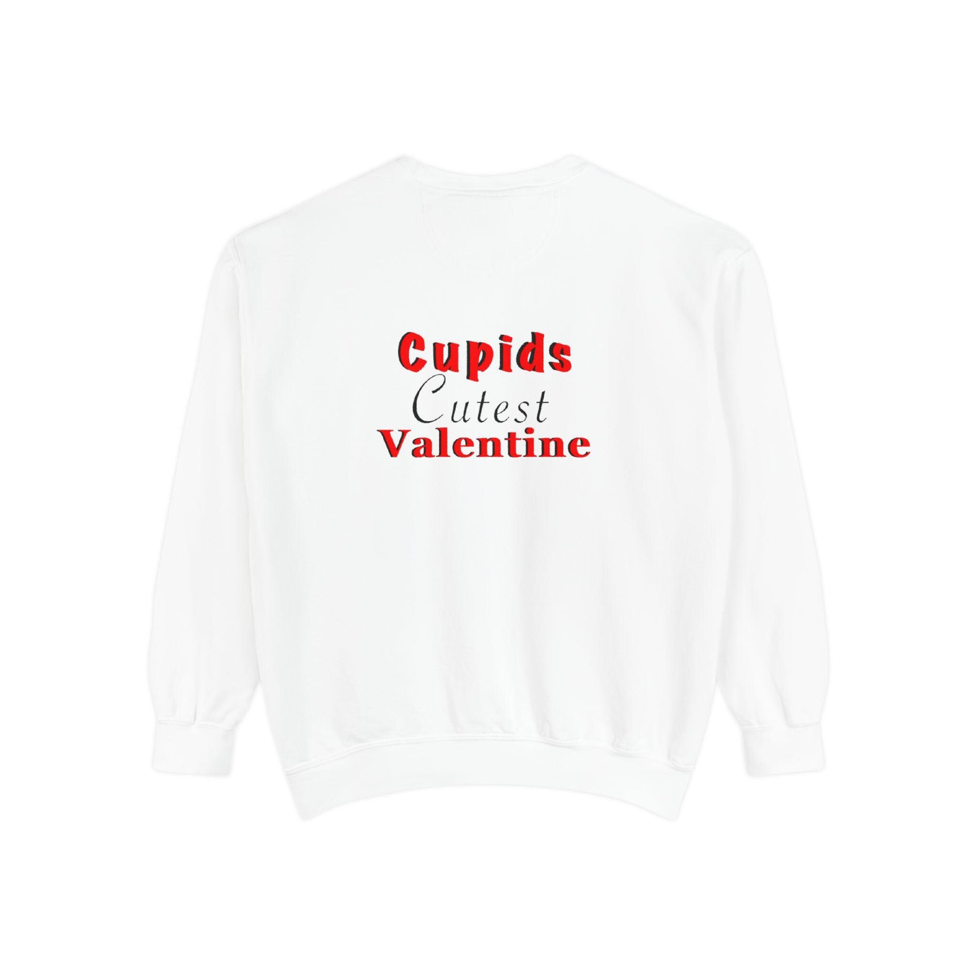 Cupid Valentine’s Day crew sweatshirt hand-drawn heart arrow design cozy unisex