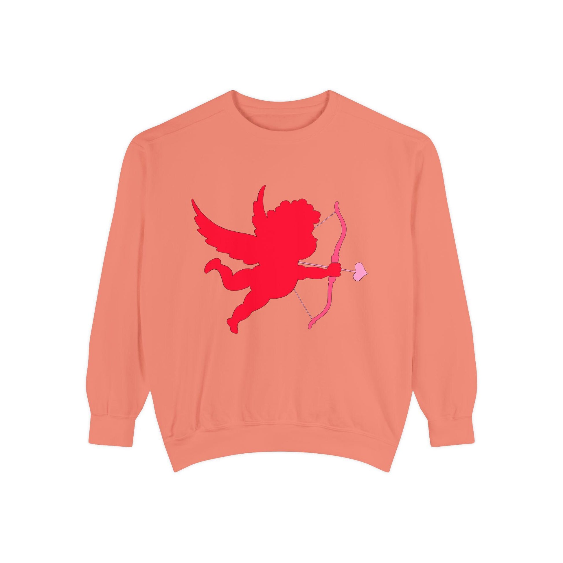 Cupid Valentine’s Day crew sweatshirt hand-drawn heart arrow design cozy unisex