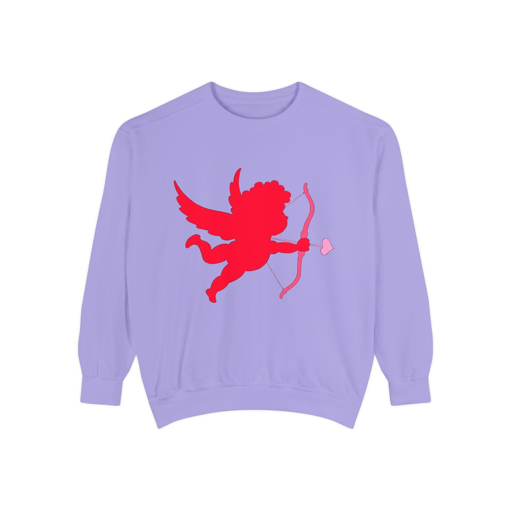 Cupid Valentine’s Day crew sweatshirt hand-drawn heart arrow design cozy unisex