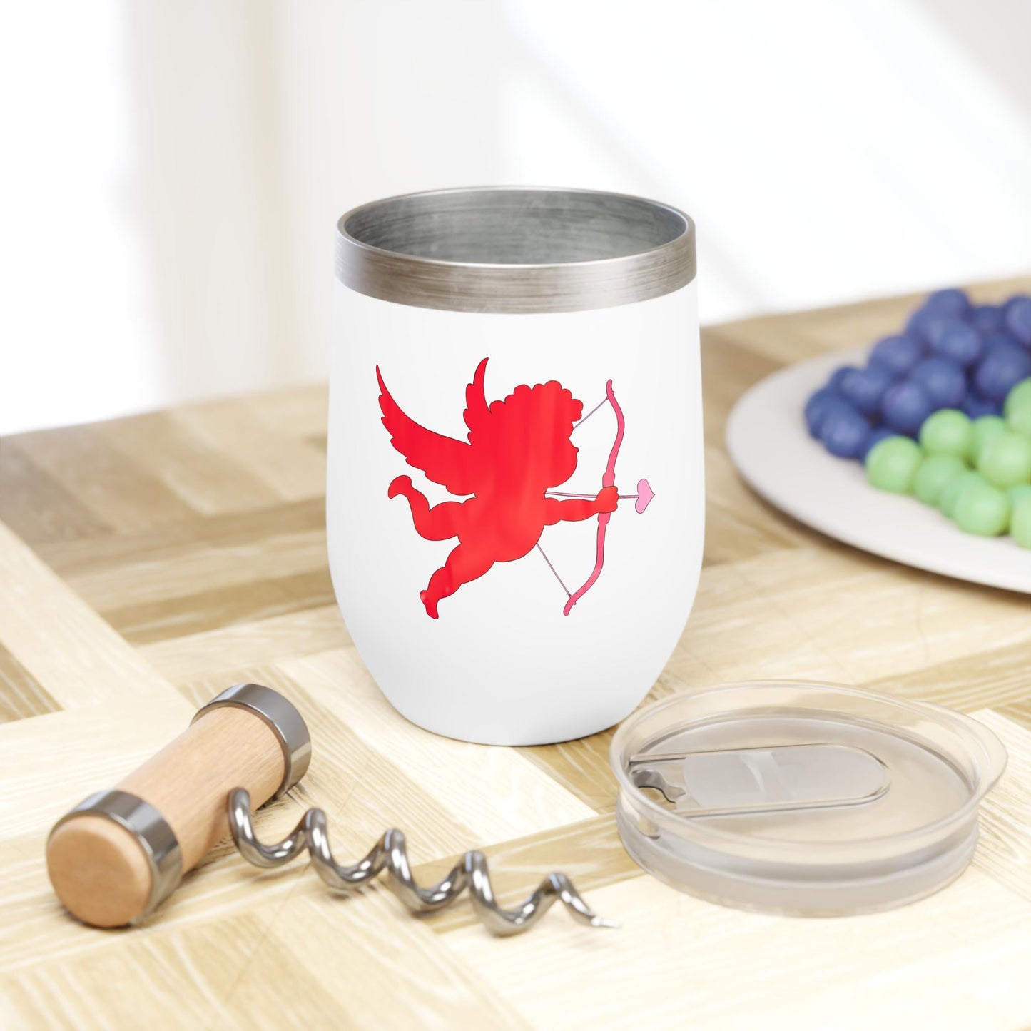 Cupid Valentines Day Insulated Wine Tumbler - Hand-Drawn Design - 11oz