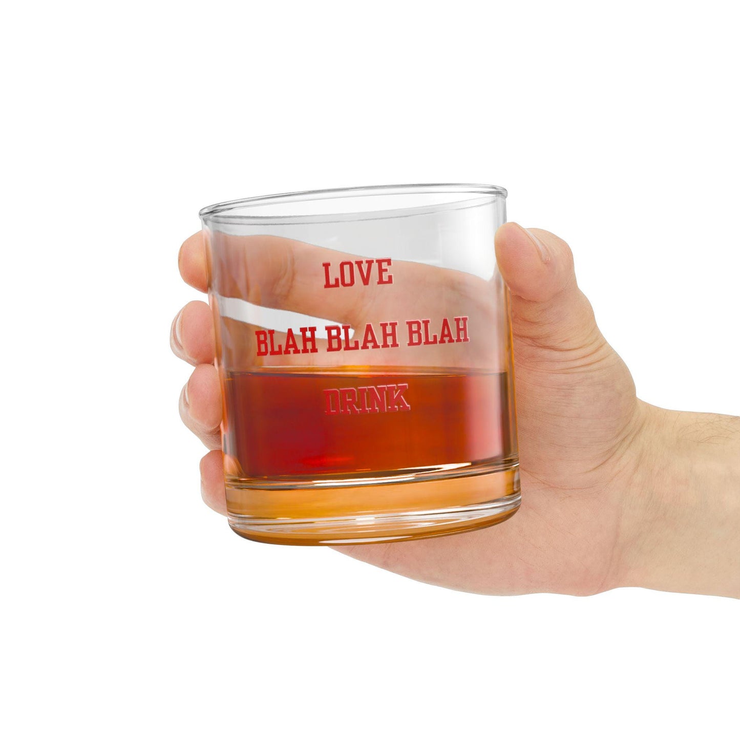 Funny Anti-Valentines Day Rocks Glass - LOVE Blah Blah Blah Drink Whiskey Glass, 10oz