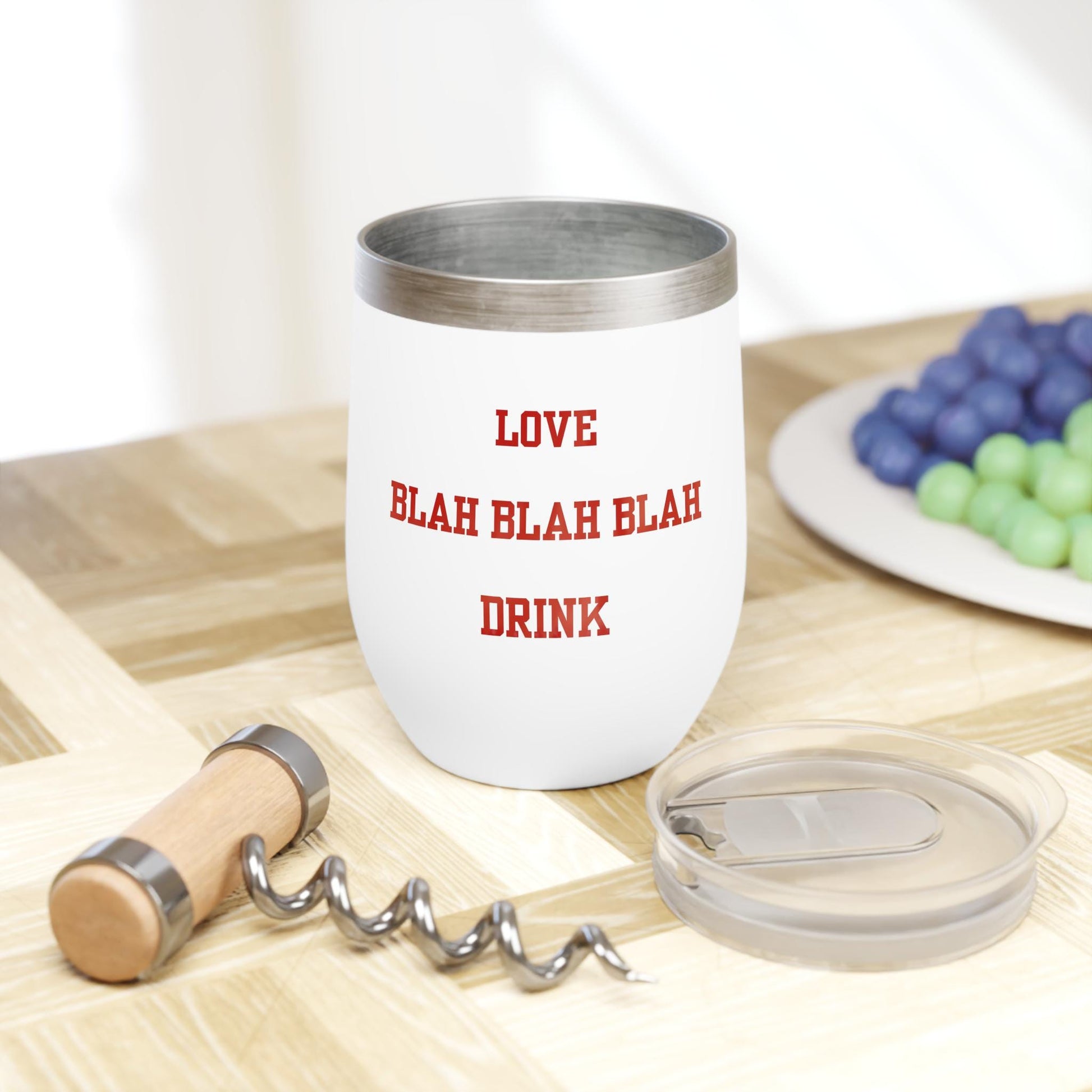 Anti-Valentine’s Day wine tumbler hand-drawn no love heart design 12oz insulated