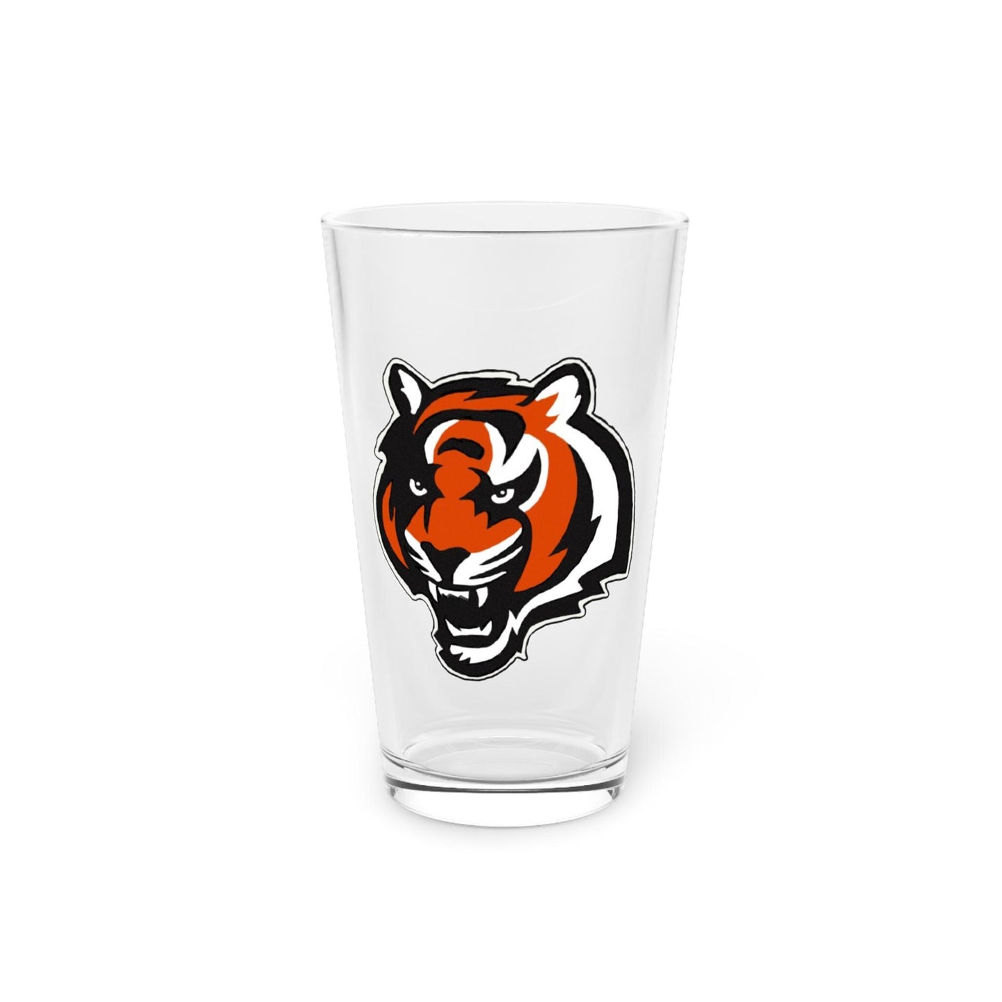 Hand-Drawn Cincinnati Bengals Pint Glass - Bold Tiger Logo Glassware, 16oz