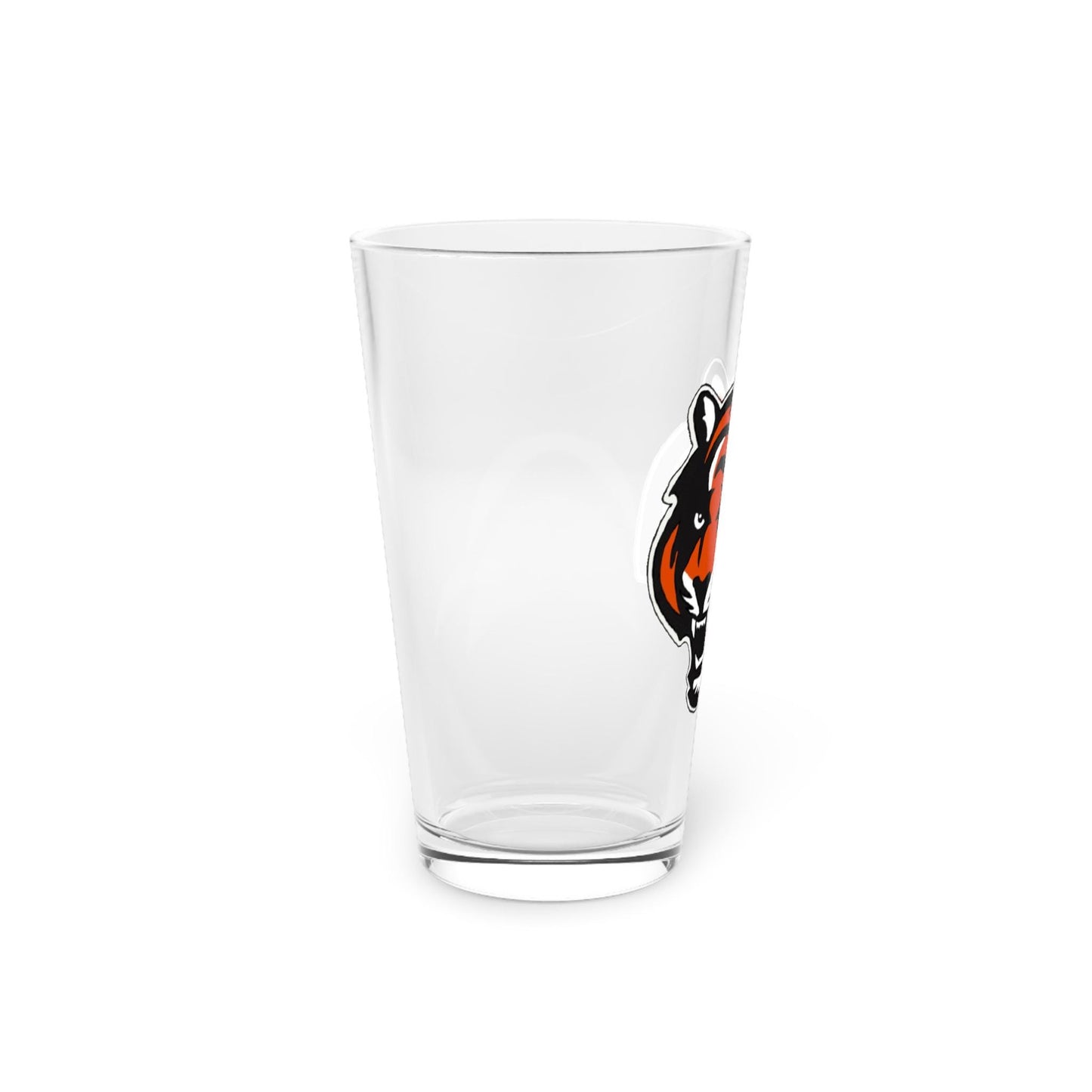 Hand-Drawn Cincinnati Bengals Pint Glass - Bold Tiger Logo Glassware, 16oz