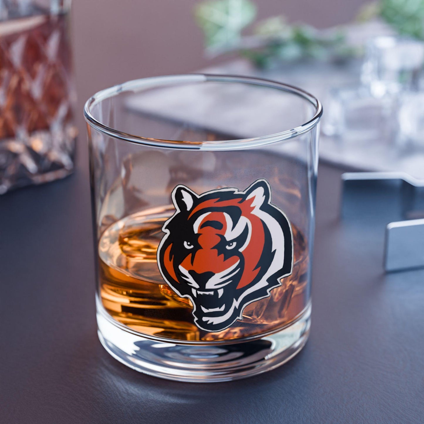 Hand-Drawn Cincinnati Bengals Rocks Glass - Bold Tiger Logo 10oz Rocks Glass