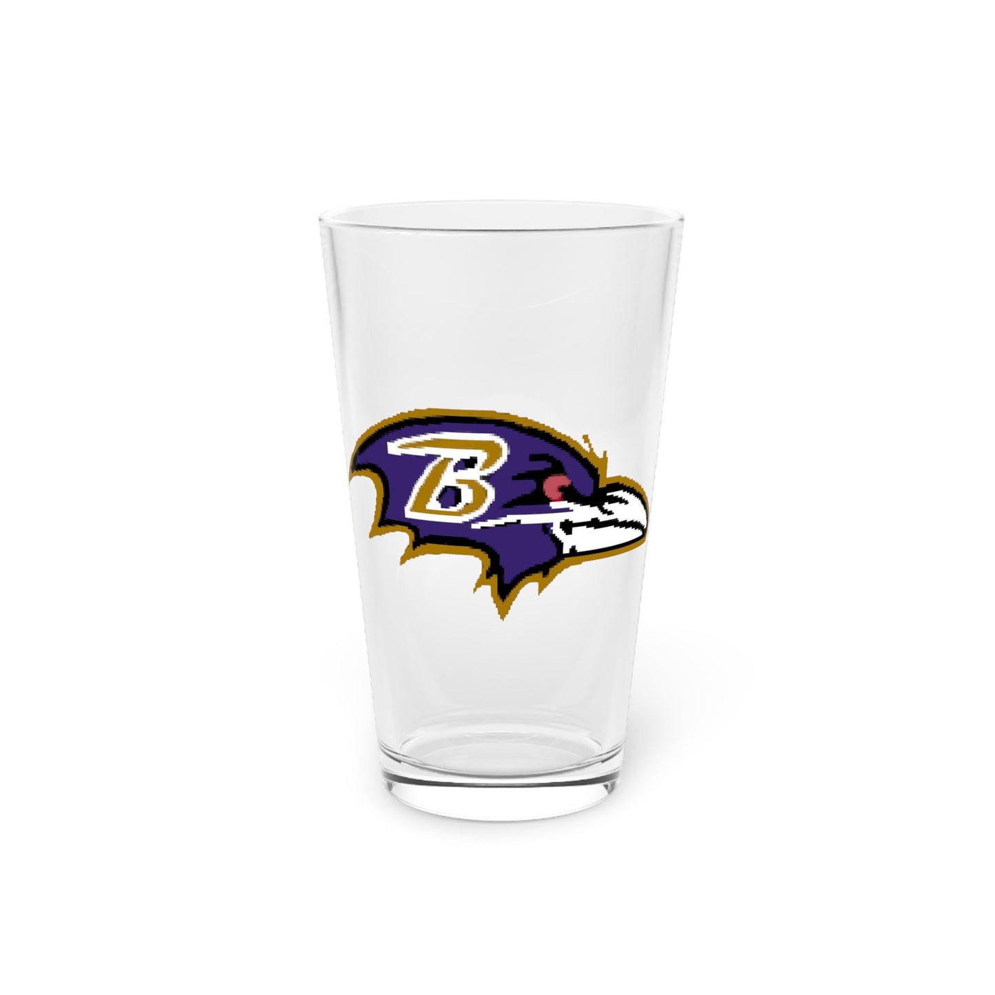 Hand-Drawn Baltimore Ravens Pint Glass - Unique NFL Fan Gift, 16oz Beer Glass, Football Barware, 16oz