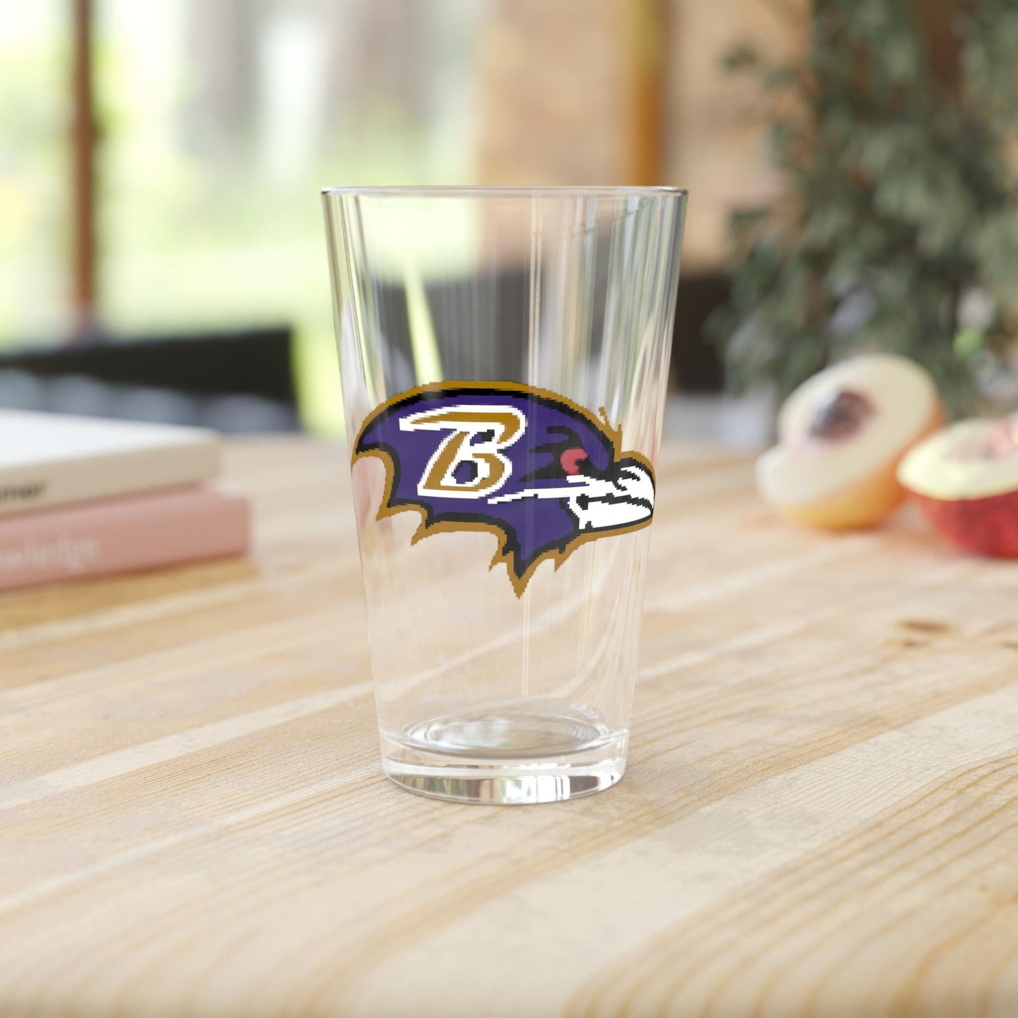 Hand-Drawn Baltimore Ravens Pint Glass - Unique NFL Fan Gift, 16oz Beer Glass, Football Barware, 16oz