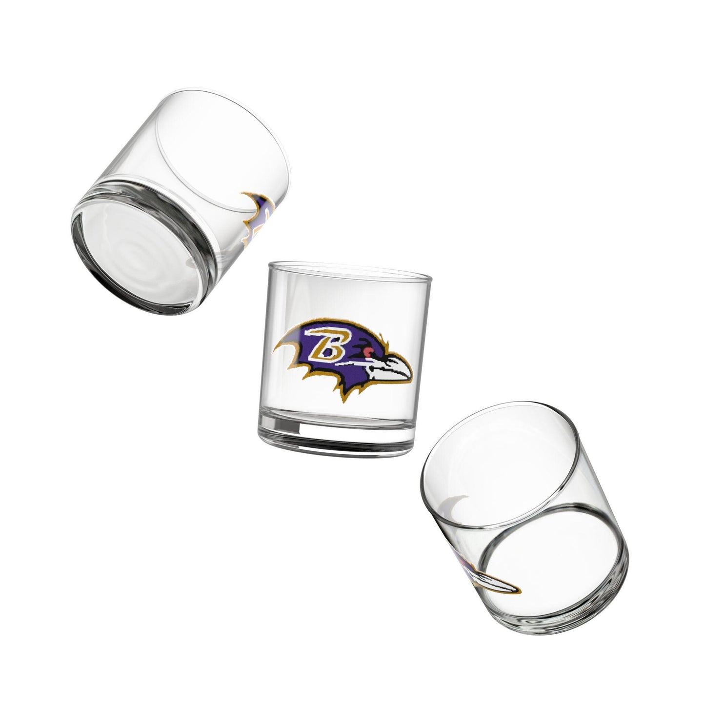 Hand-Drawn Baltimore Ravens Rocks Glass - 11oz Whiskey Glass, Unique NFL Fan Gift, Football Barware Rocks Glass, 10oz