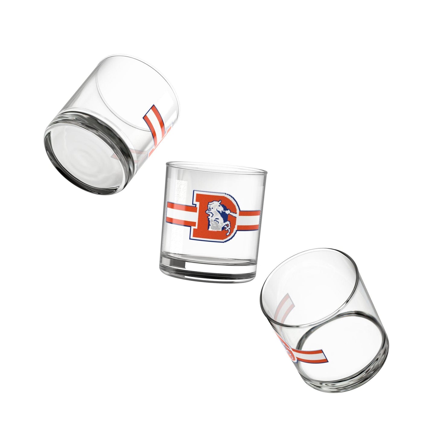 Hand-Drawn Retro Broncos-Inspired Rocks Glass - Nostalgic Football Art Rocks Glass, 10oz