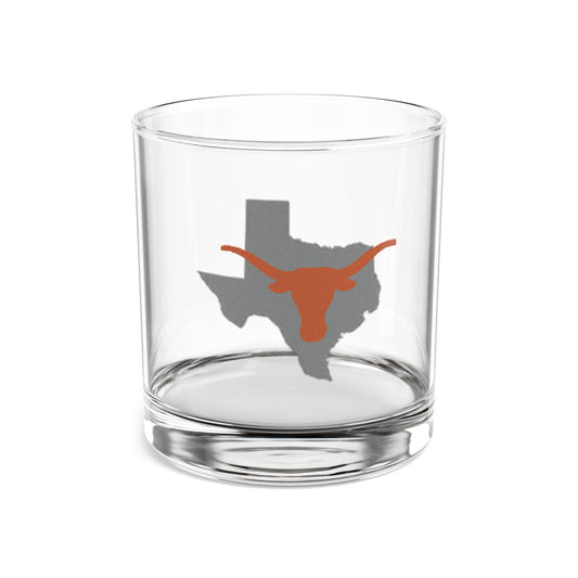 Hand-Drawn Texas Longhorn Rocks Glass - Texas-Inspired Whiskey Rocks Glass, 10oz