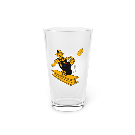 Vintage Steelers Pint Glass  Hand-Drawn Retro Football Design Pint Glass, 16oz