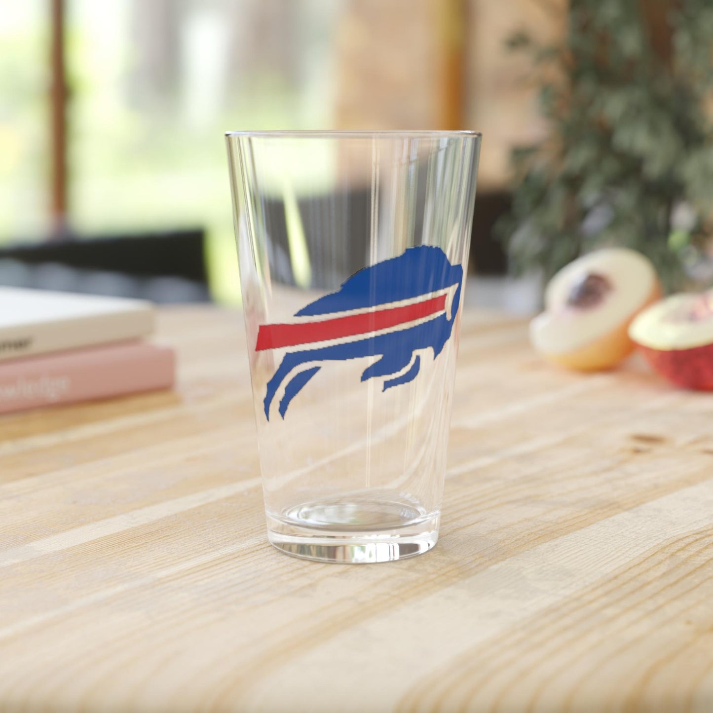 Hand-Drawn Buffalo Pint Glass - Buffalo Football Fan Gift Glass, 16oz