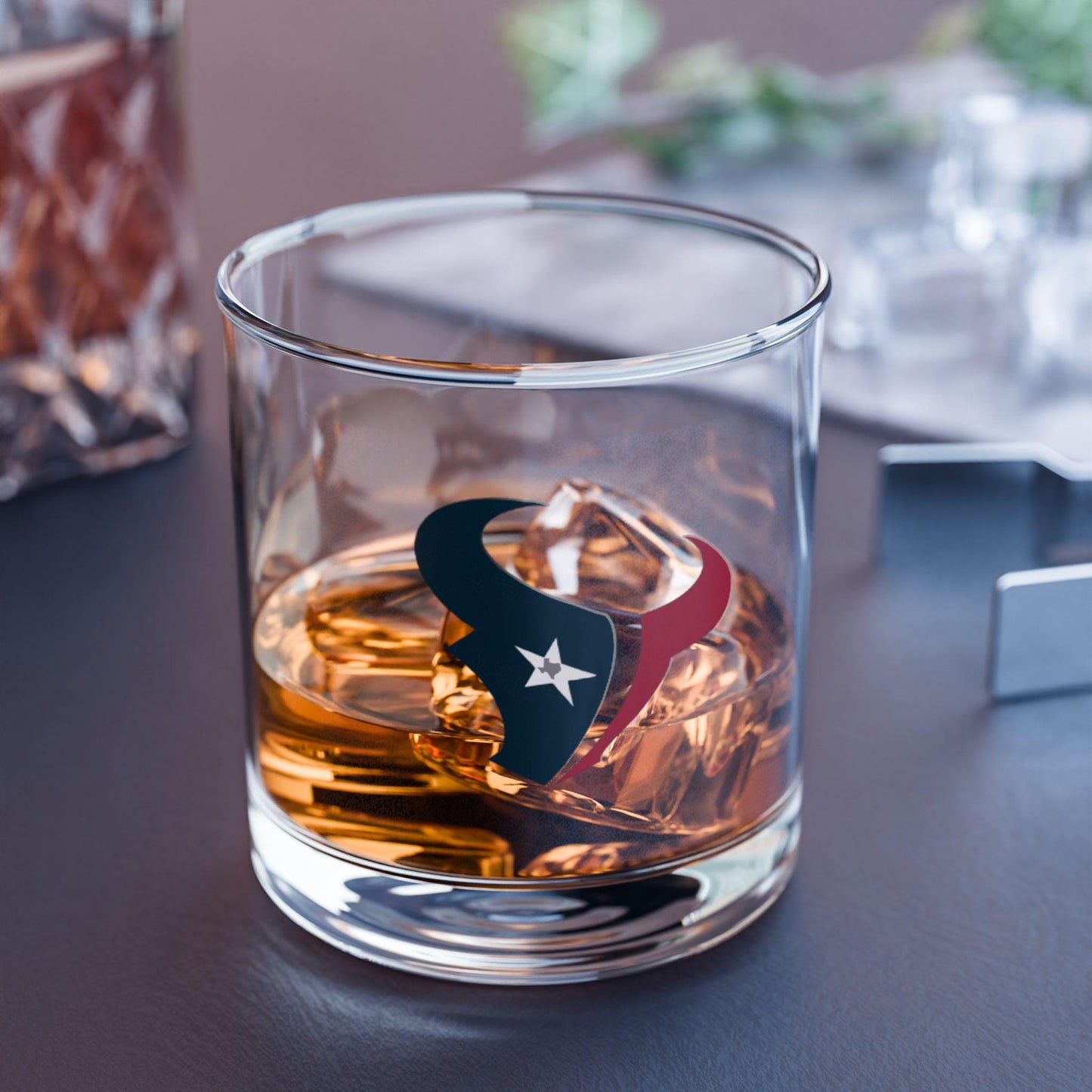 Hand-Drawn Houston Texans Rocks Glass - White Star with Gray Texas Design Rocks Glass, 10oz