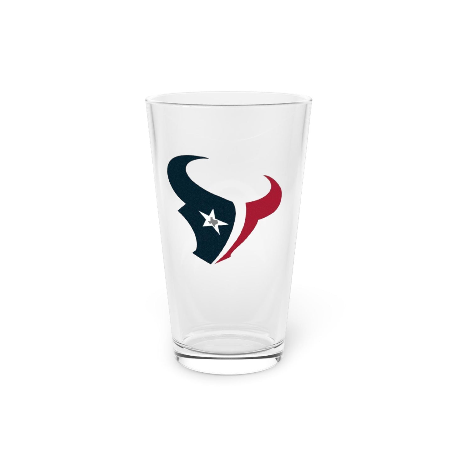 Hand-Drawn Houston Texans Pint Glass - White Star with Gray Texas Design Pint Glass, 16oz