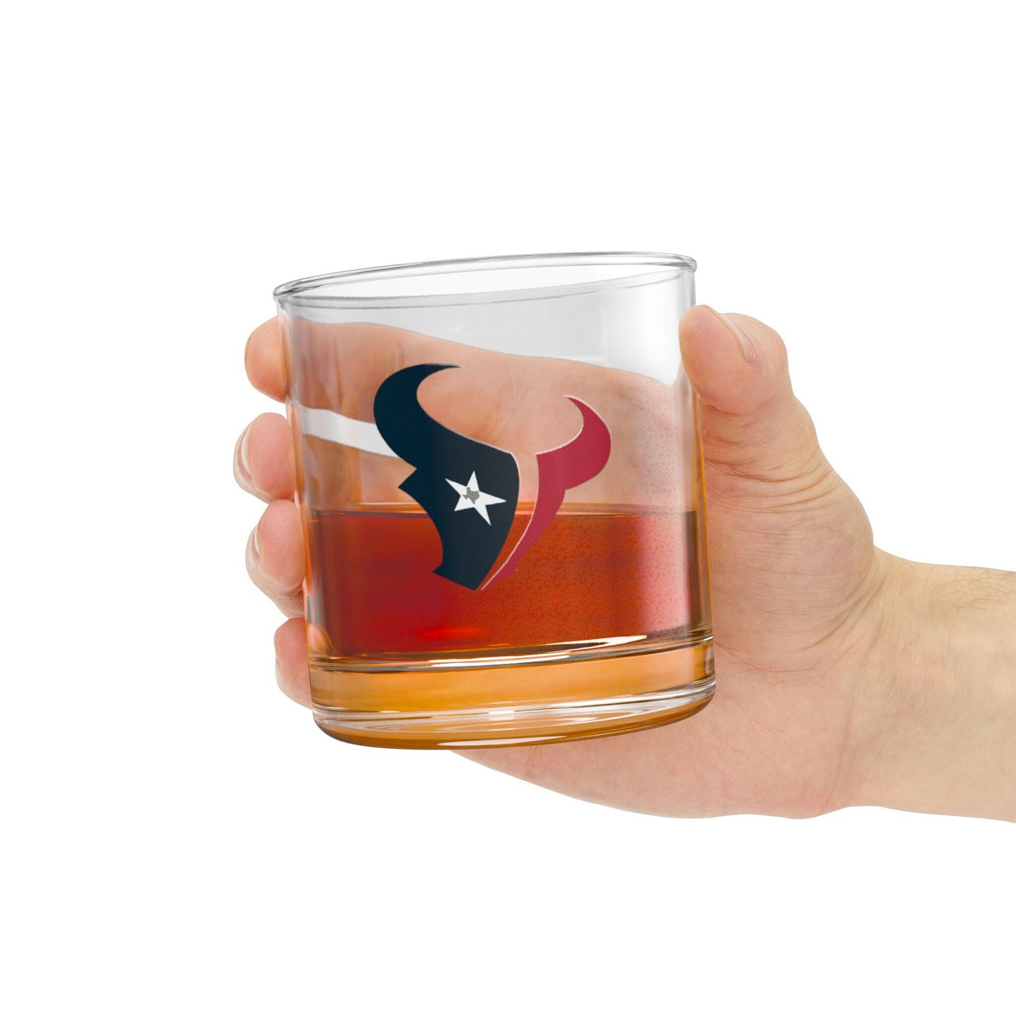 Hand-Drawn Houston Texans Rocks Glass - White Star with Gray Texas Design Rocks Glass, 10oz