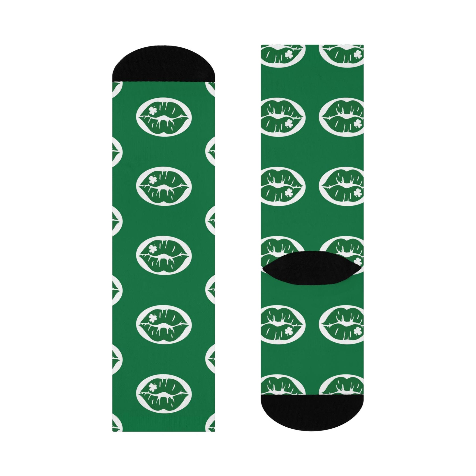 lucky kiss st patricks day green holiday crew socks shamrock festive