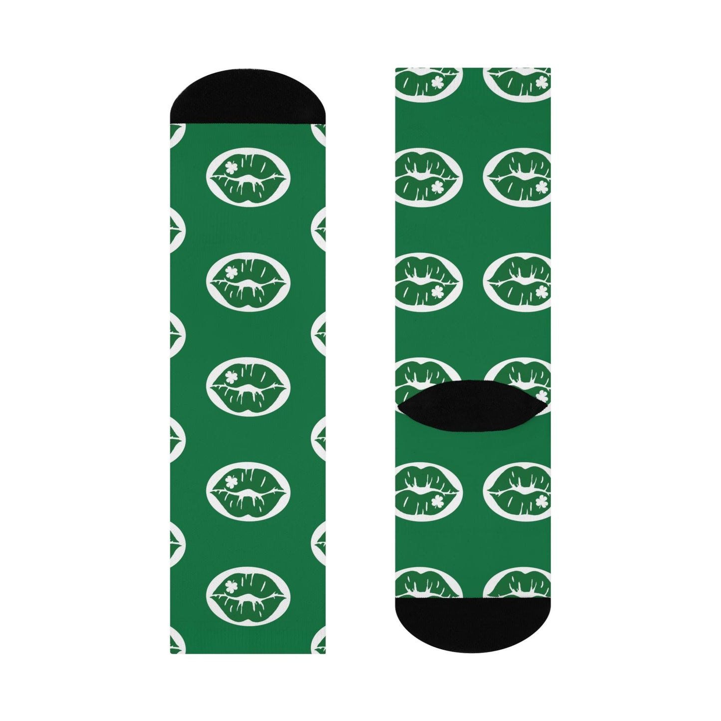 lucky kiss st patricks day green holiday crew socks shamrock festive