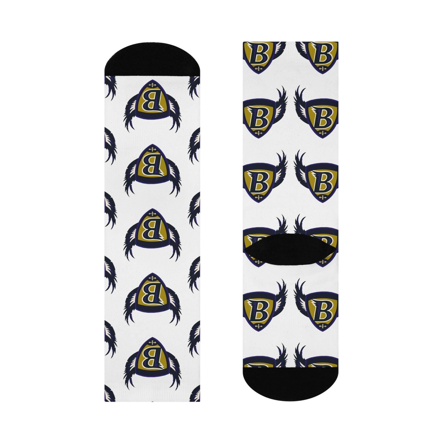 Retro Baltimore Ravens Socks - Hand-Drawn Fan Art Design Cushioned Crew Socks