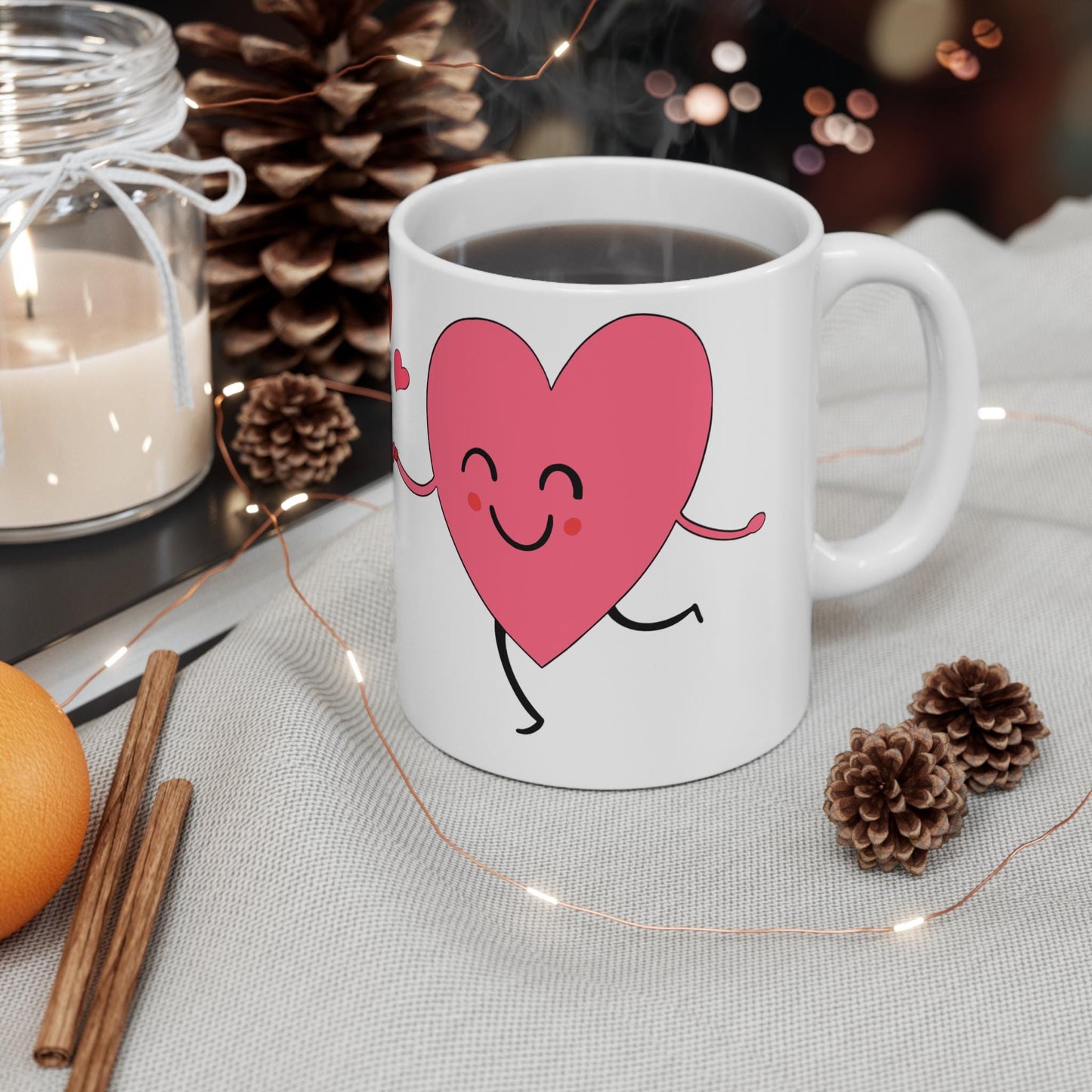 Be Mine Hand-Drawn Heart Mug - 11oz Ceramic Valentines Day Gift