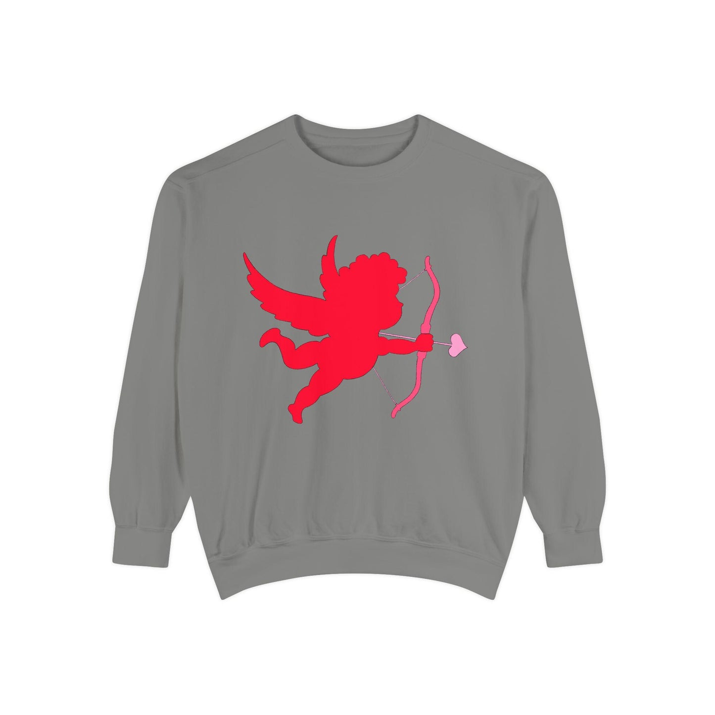 Cupid Valentine’s Day crew sweatshirt hand-drawn heart arrow design cozy unisex