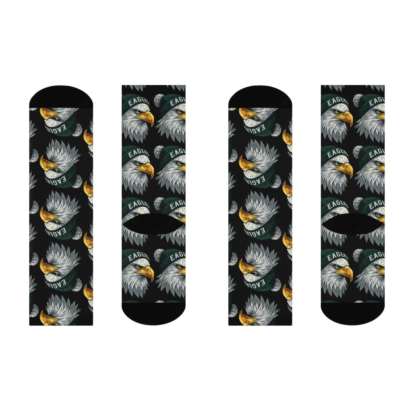 philadelphia eagles winter hat black hand drawn crew socks football fan gear