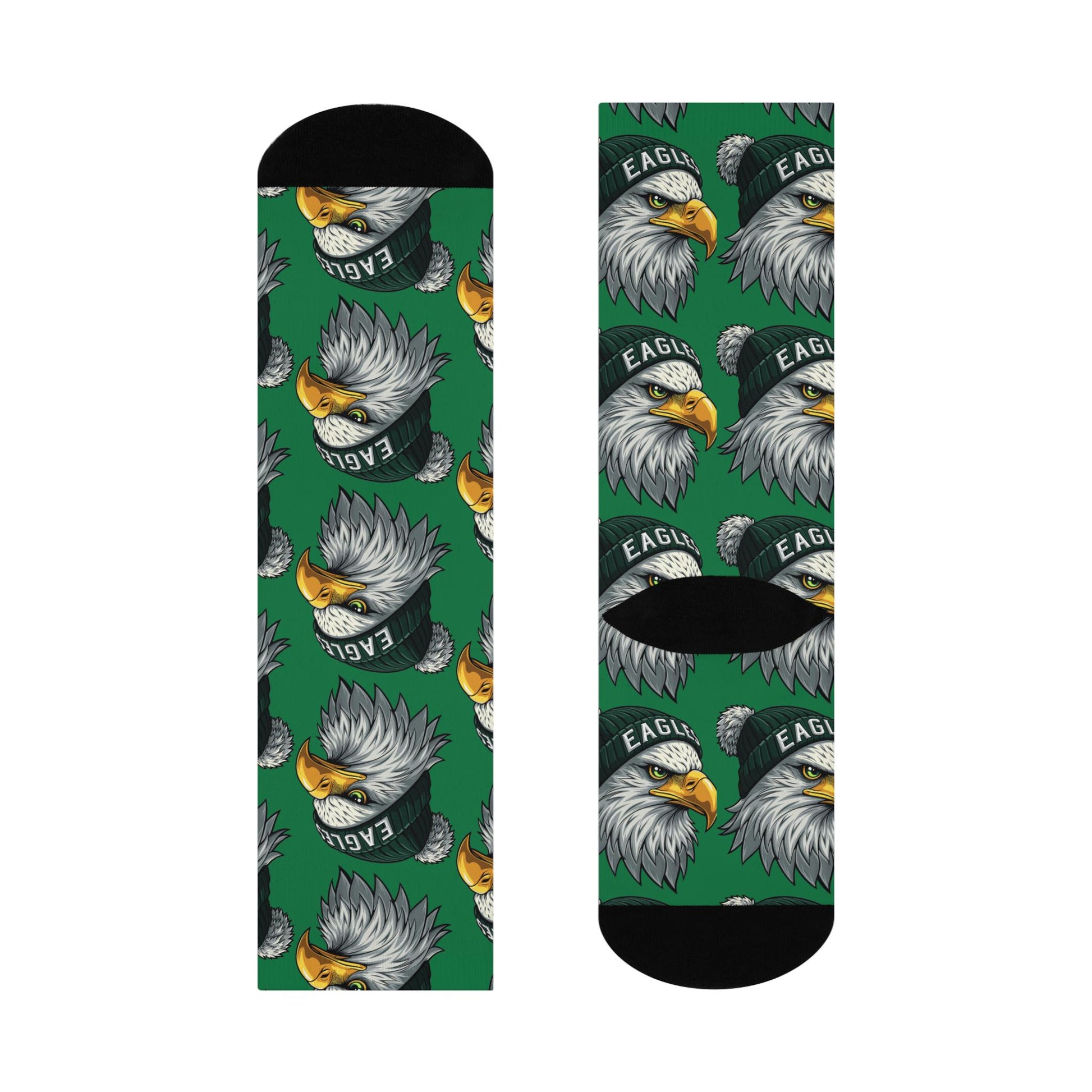 philadelphia eagles winter hat green hand drawn crew socks football fan gear