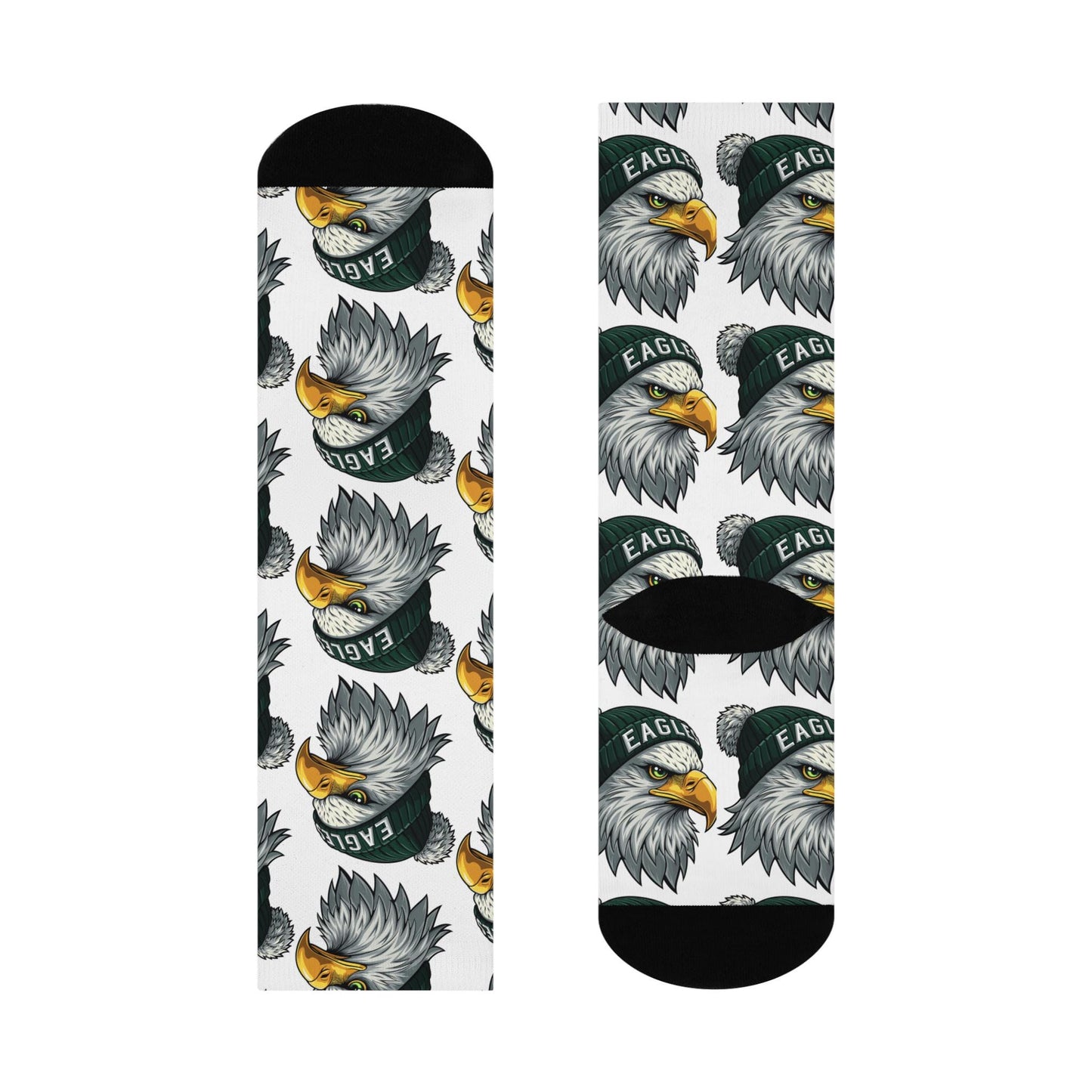 philadelphia eagles winter hat white hand drawn crew socks football fan gear