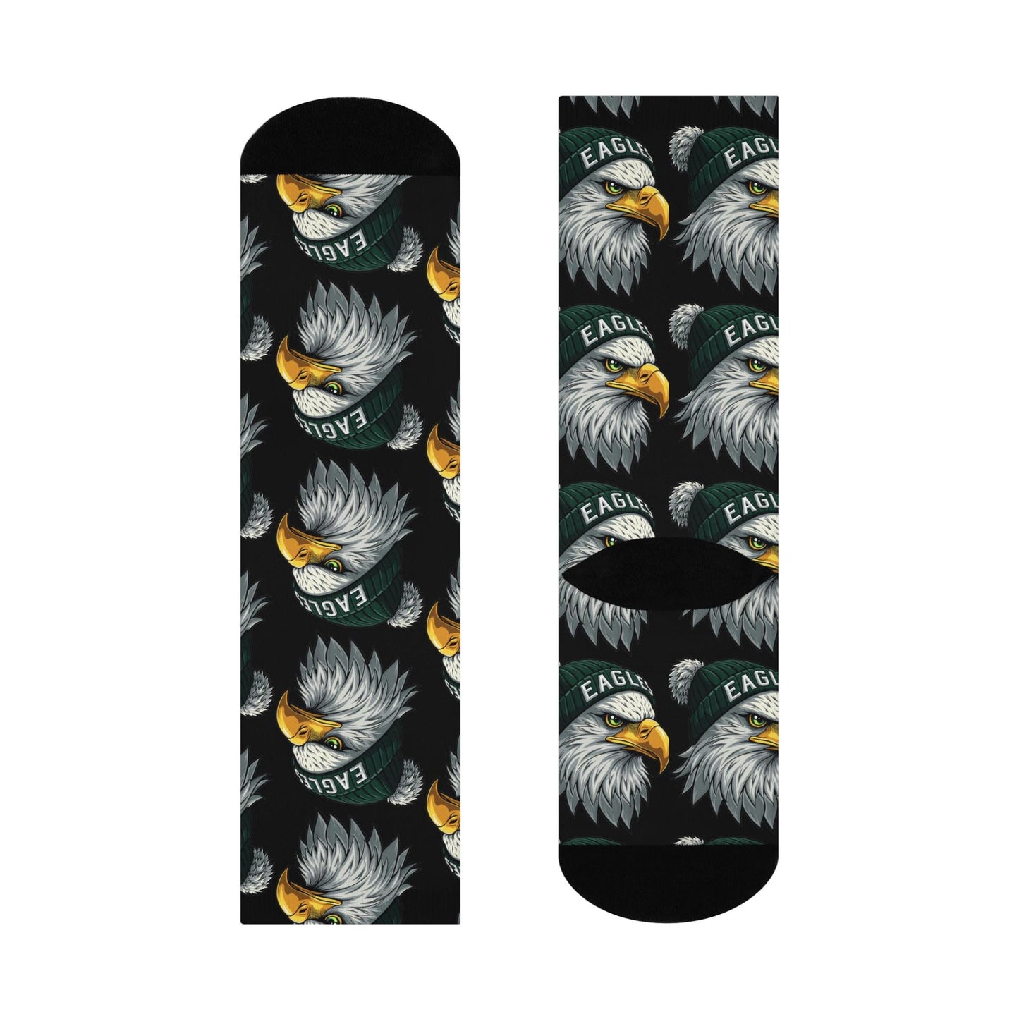 philadelphia eagles winter hat black hand drawn crew socks football fan gear