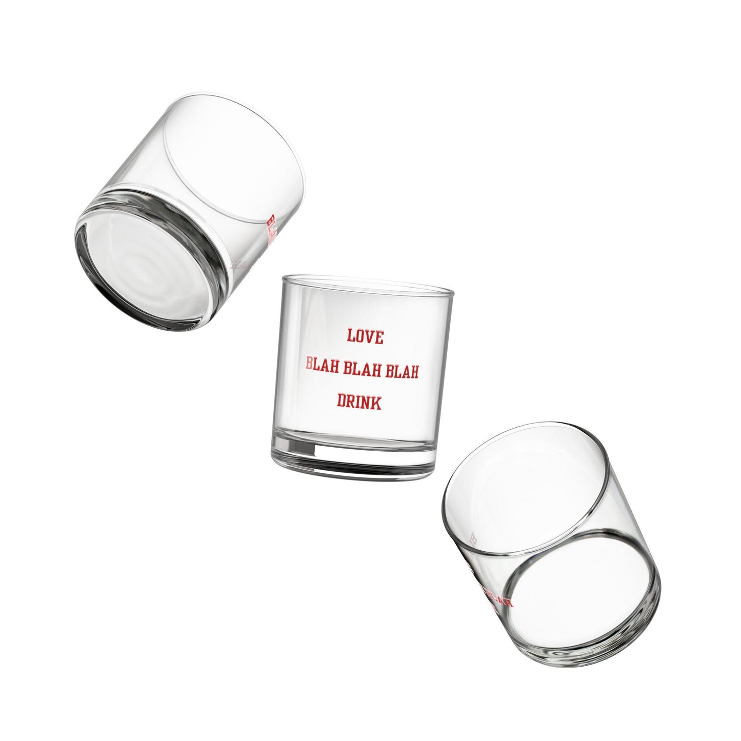 Funny Anti-Valentines Day Rocks Glass - LOVE Blah Blah Blah Drink Whiskey Glass, 10oz