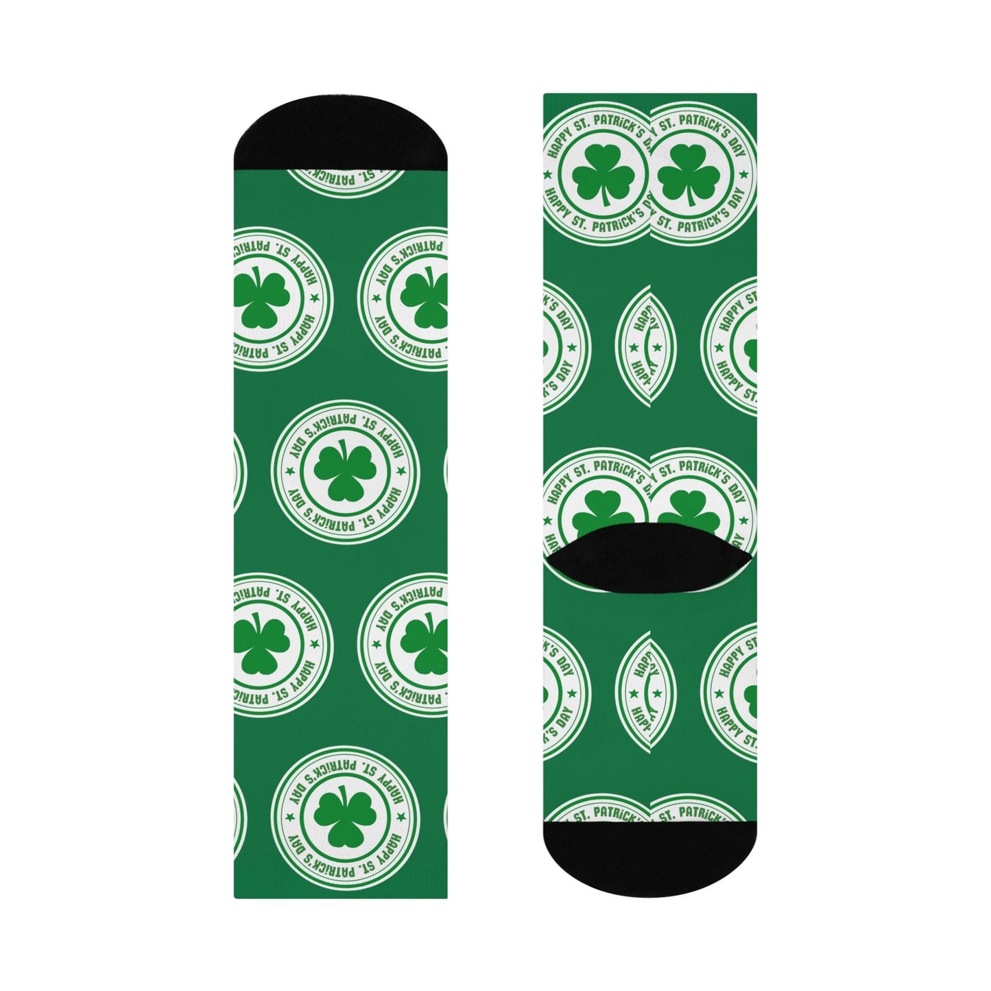 shamrock st patricks day green holiday crew socks festive design