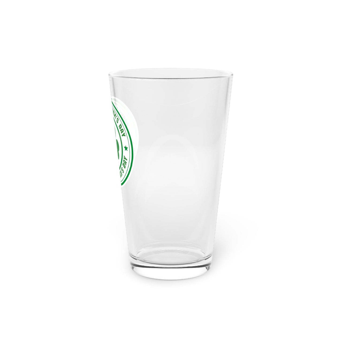 St Patrick’s Day pint glass hand-drawn shamrock clover holiday 16oz beer green