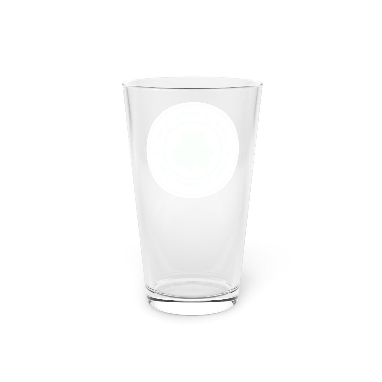 St Patrick’s Day pint glass hand-drawn shamrock clover holiday 16oz beer green