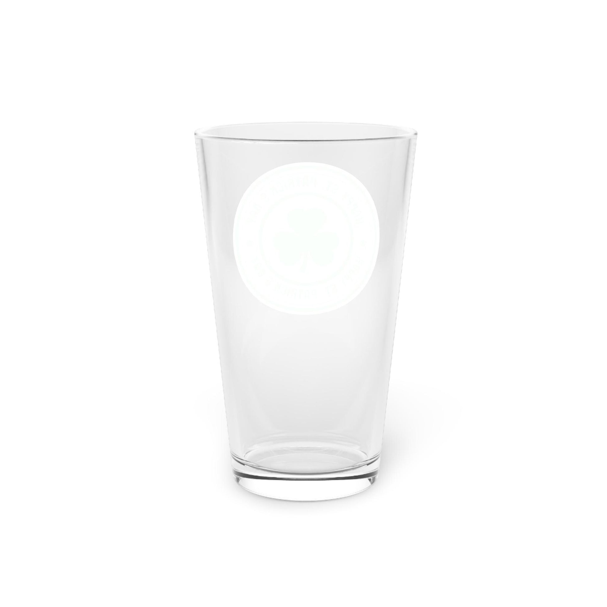 St Patrick’s Day pint glass hand-drawn shamrock clover holiday 16oz beer green