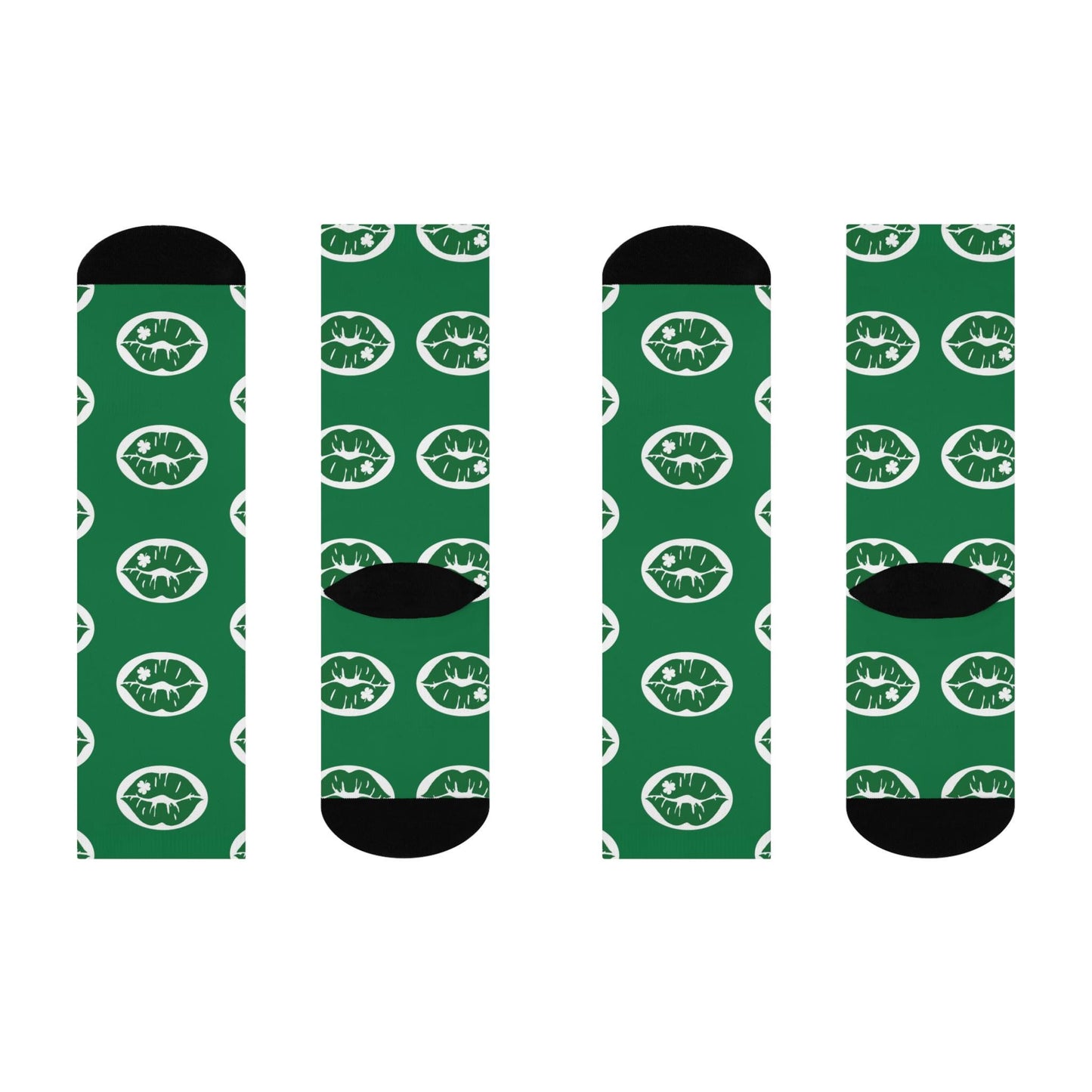 lucky kiss st patricks day green holiday crew socks shamrock festive