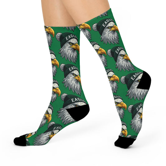 philadelphia eagles winter hat green hand drawn crew socks football fan gear