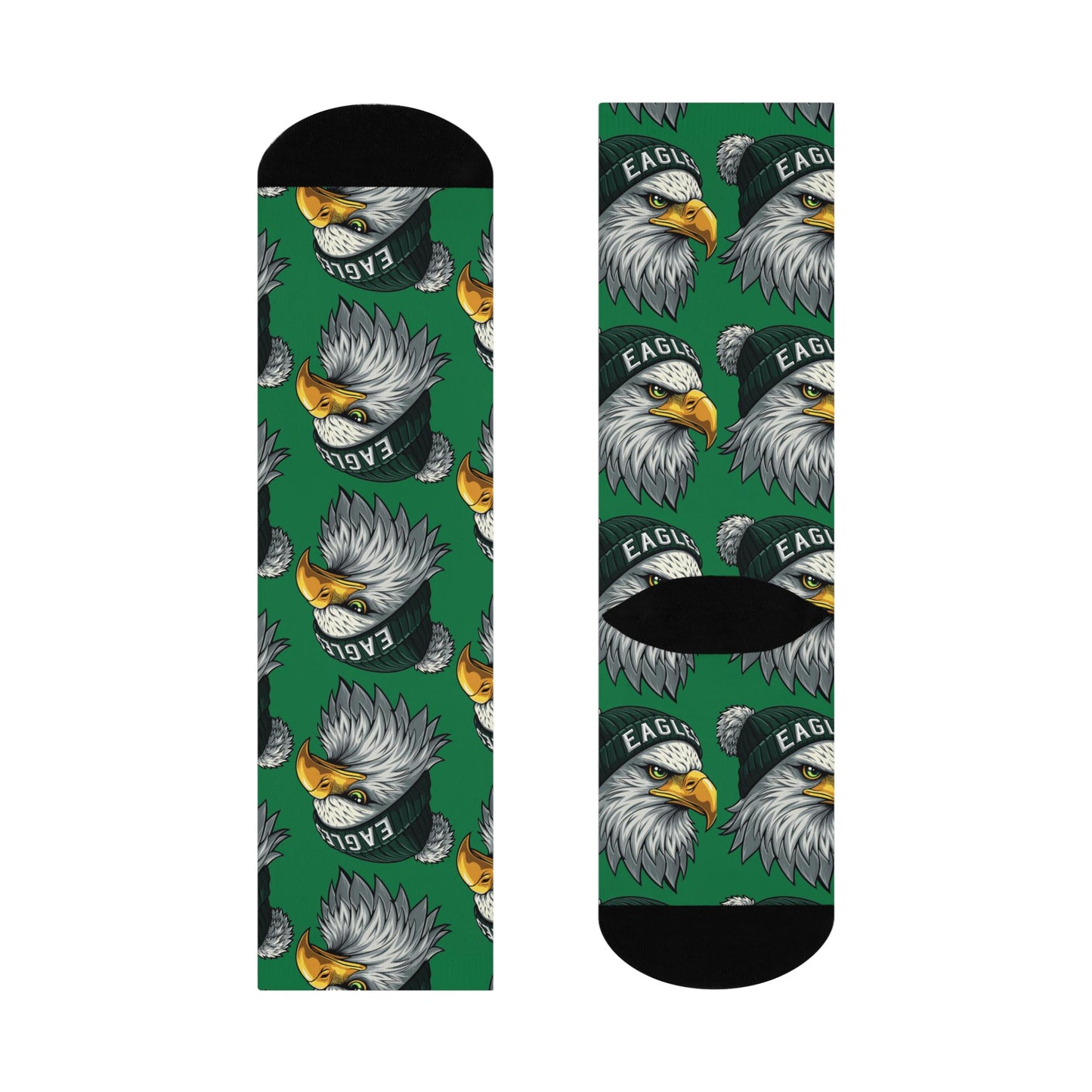 philadelphia eagles winter hat green hand drawn crew socks football fan gear