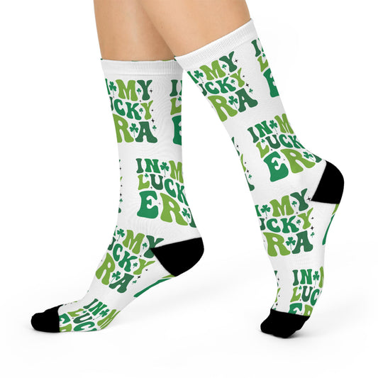 lucky era st patricks day white holiday crew socks festive design