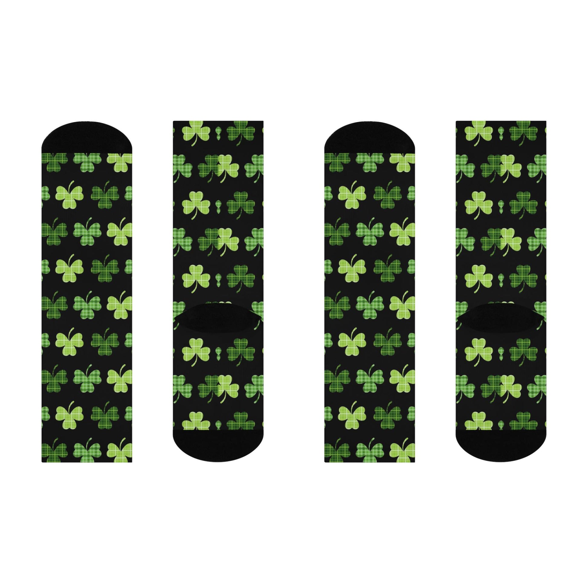 clover st patricks day black holiday crew socks festive design