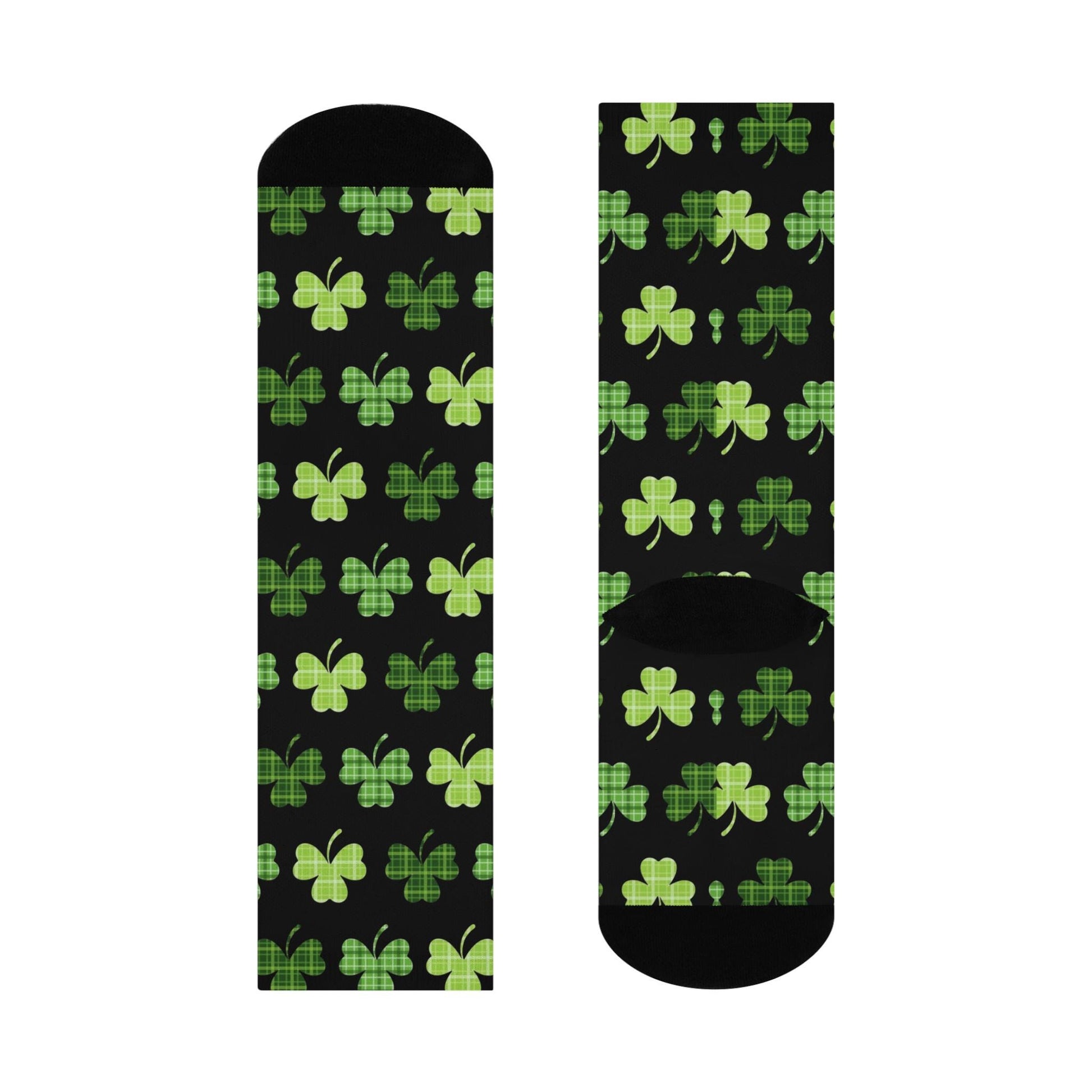 clover st patricks day black holiday crew socks festive design