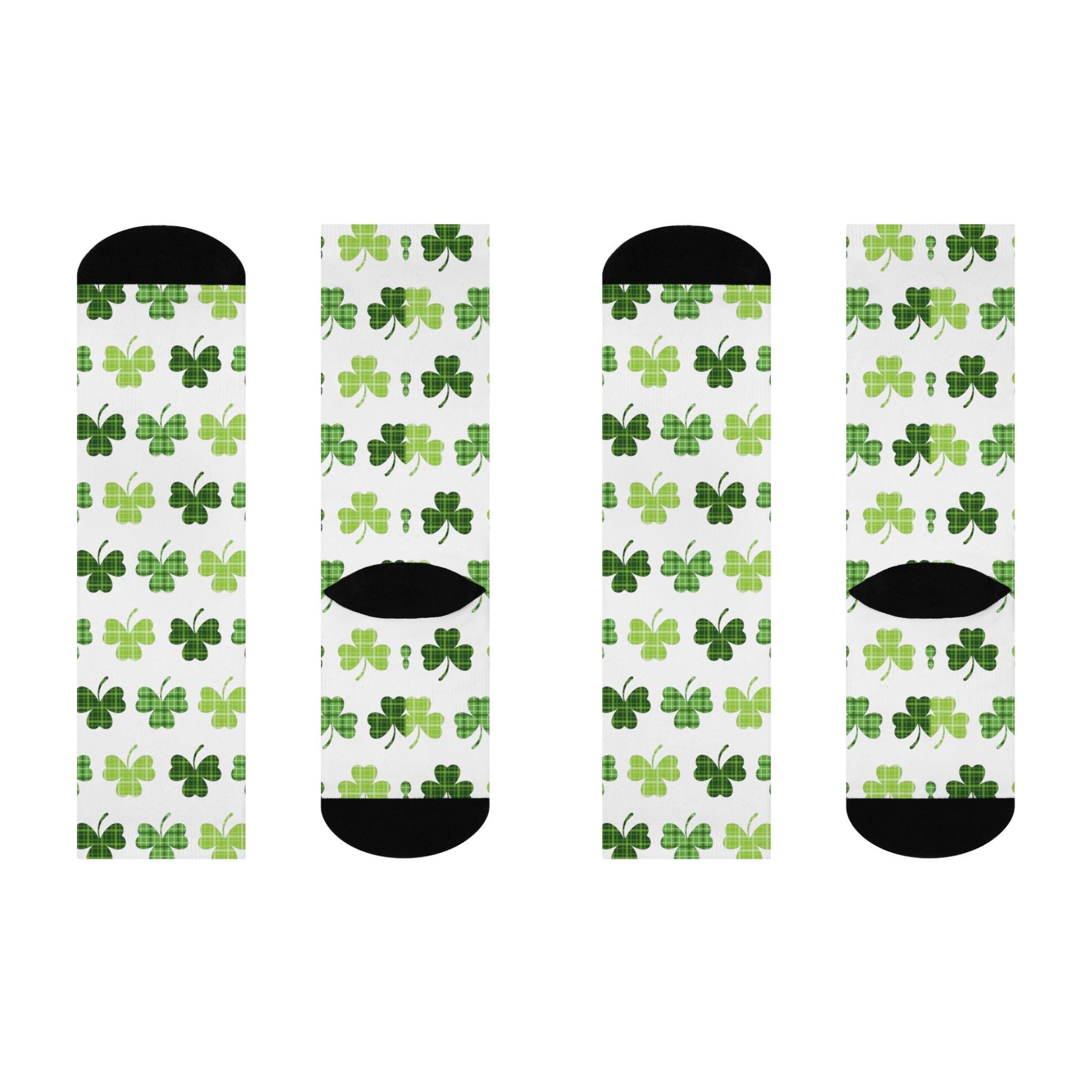 clover st patricks day white holiday crew socks festive design