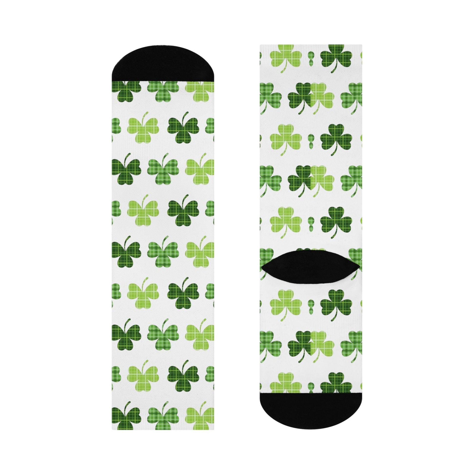 clover st patricks day white holiday crew socks festive design