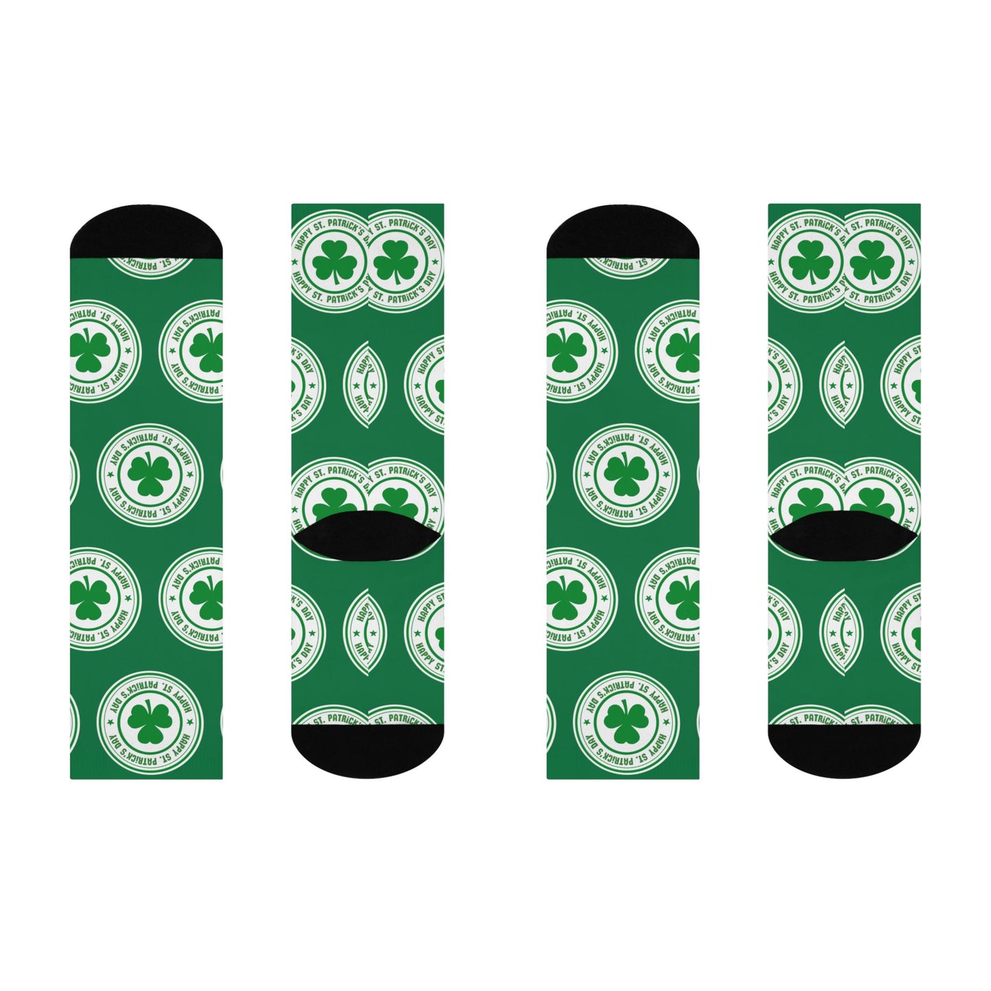shamrock st patricks day green holiday crew socks festive design